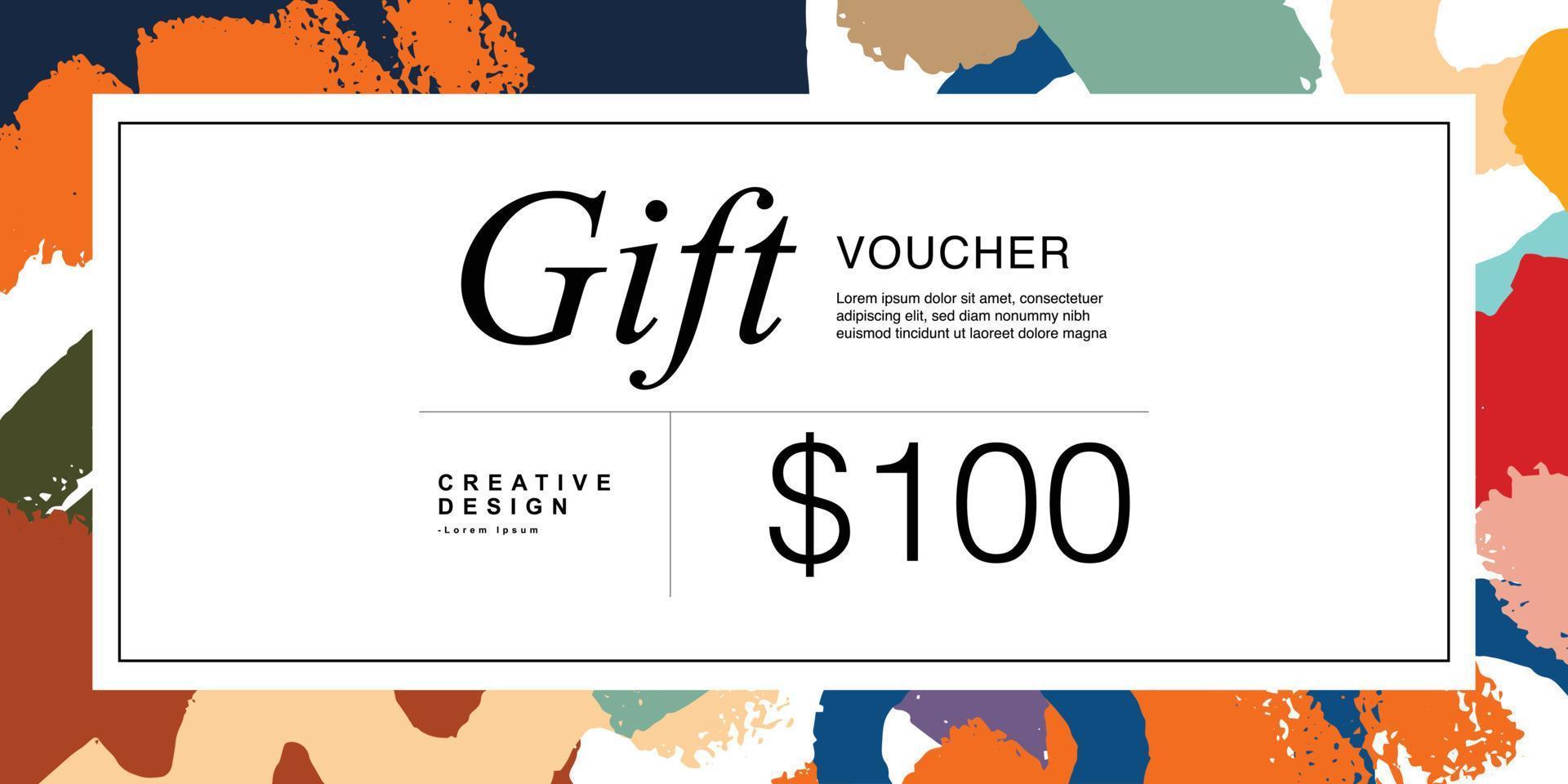 Abstract gift card template design. Trendy minimalist voucher print design vector