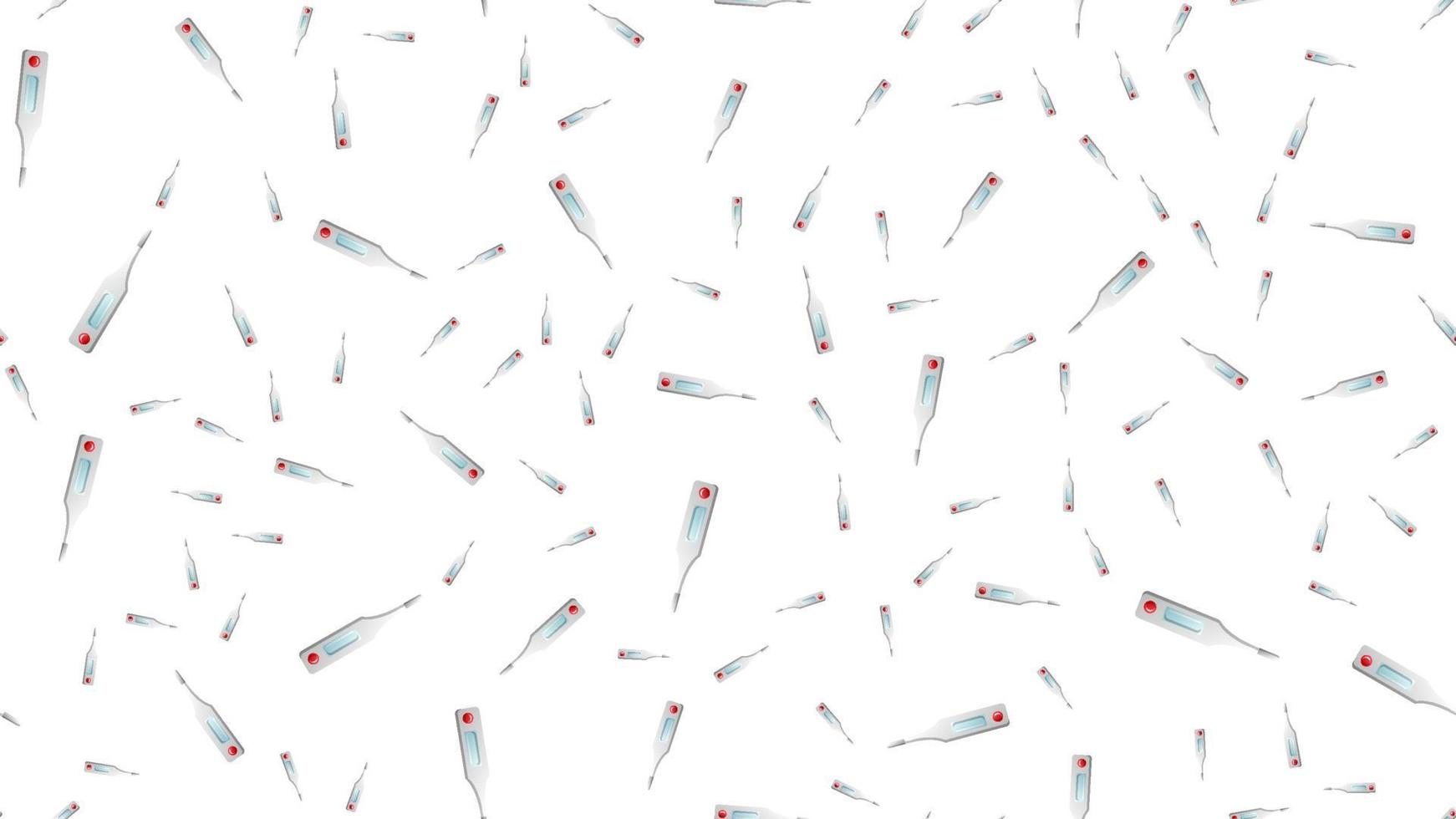 Endless seamless pattern of medical scientific medical objects of modern digital thermometers for measuring temperature on a white background. Vector illustration