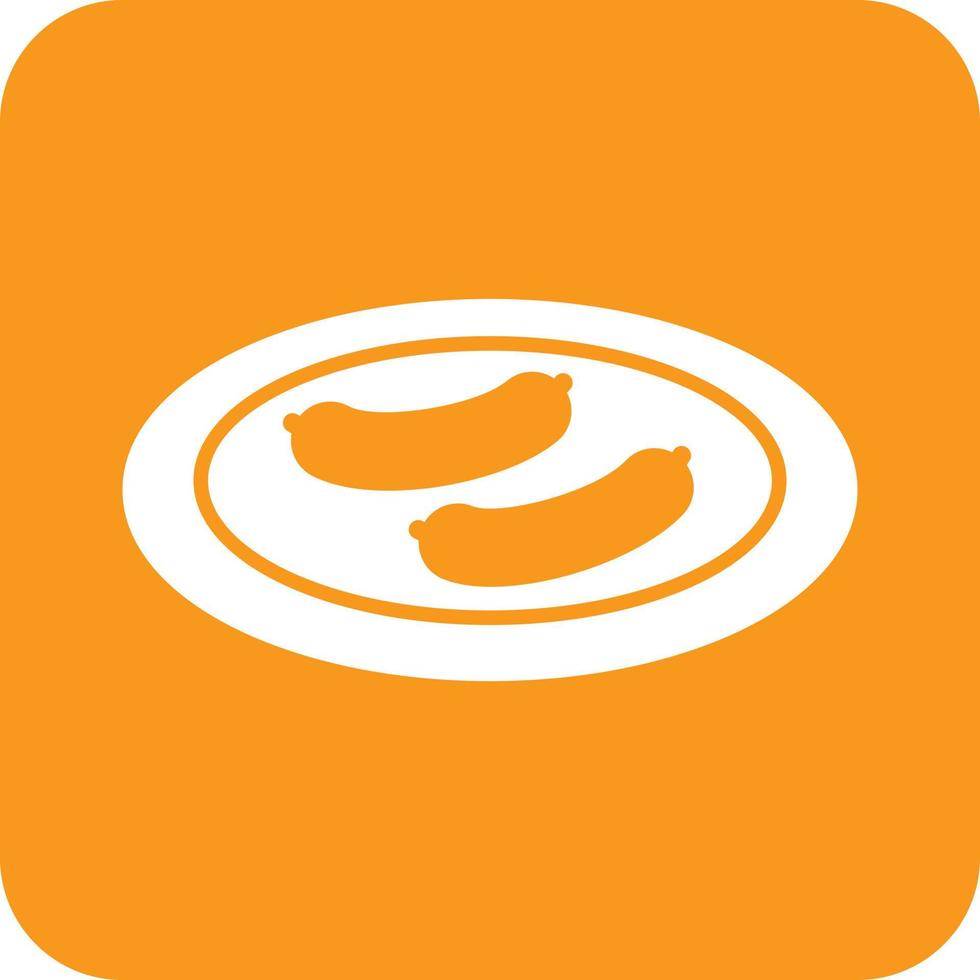 Boiled Sausgages Glyph Round Background Icon vector