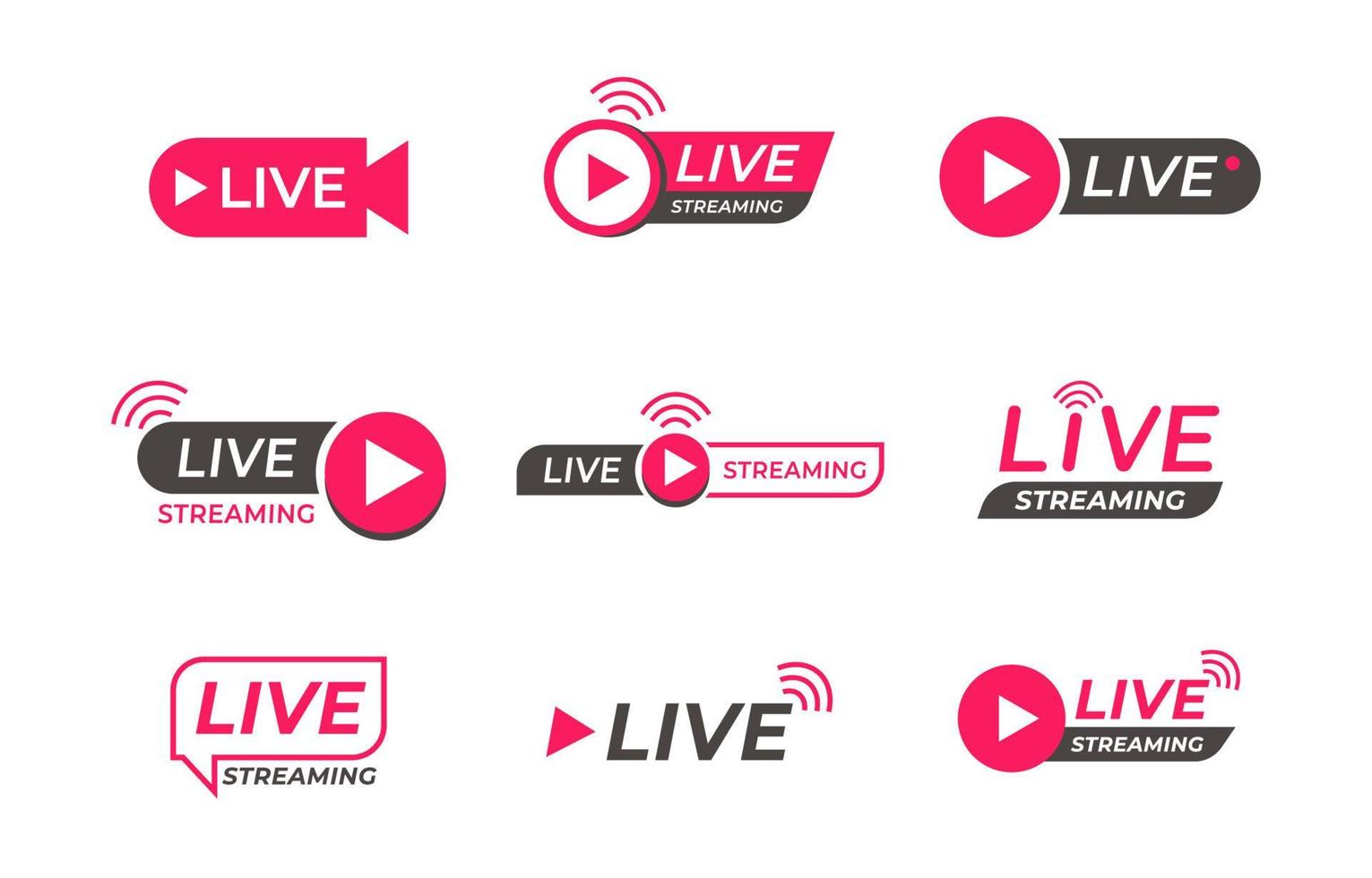 Set of Live Streaming Icon Badge vector
