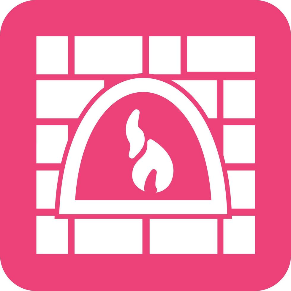 Fire Oven Glyph Round Background Icon vector