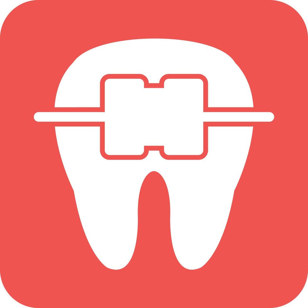 Tooth with Braces Glyph Round Background Icon vector