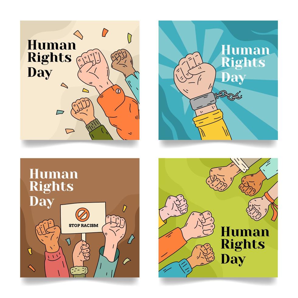 Human Rights Day Social Media Post Template vector