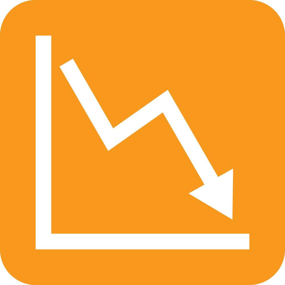 Declining Line Graph Glyph Round Background Icon vector
