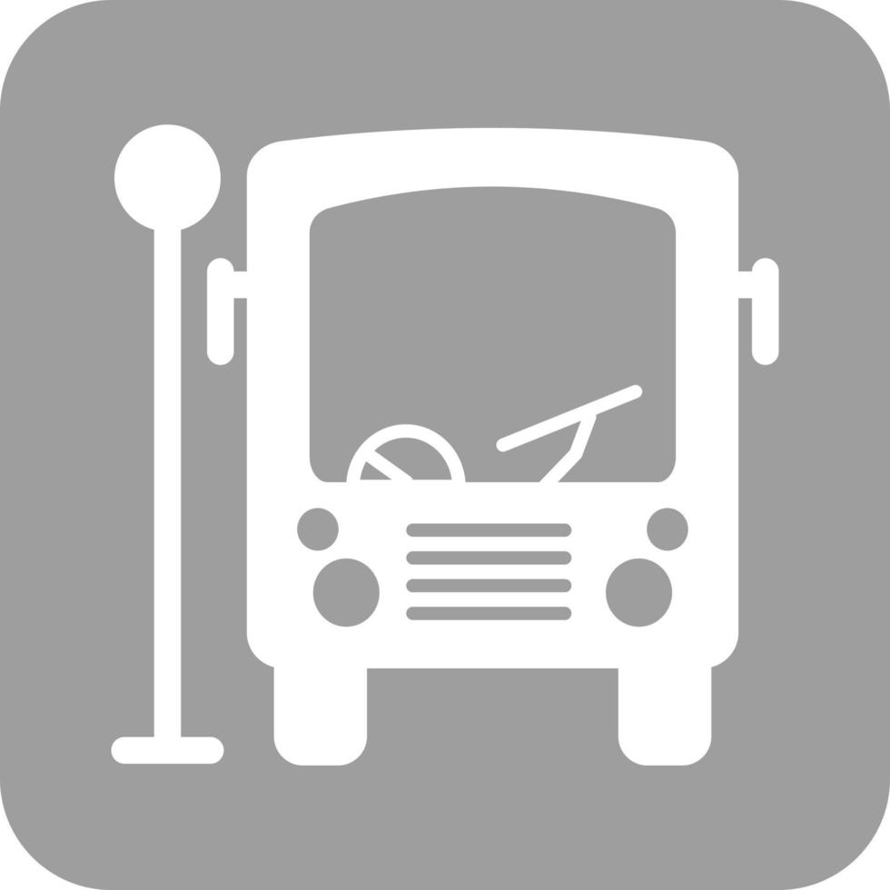 icono de fondo redondo de glifo de parada de autobús vector