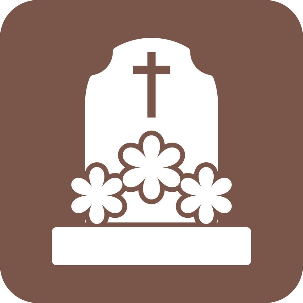 Grave with Flowers Glyph Round Background Icon vector