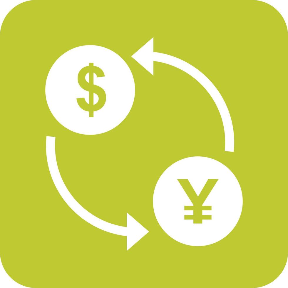 Dollar to Yen Convert Glyph Round Background Icon vector