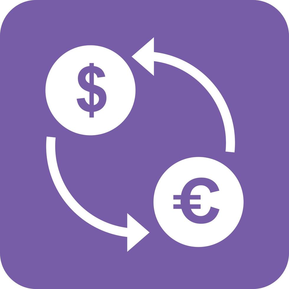 Dollar to Euro Convert Glyph Round Background Icon vector