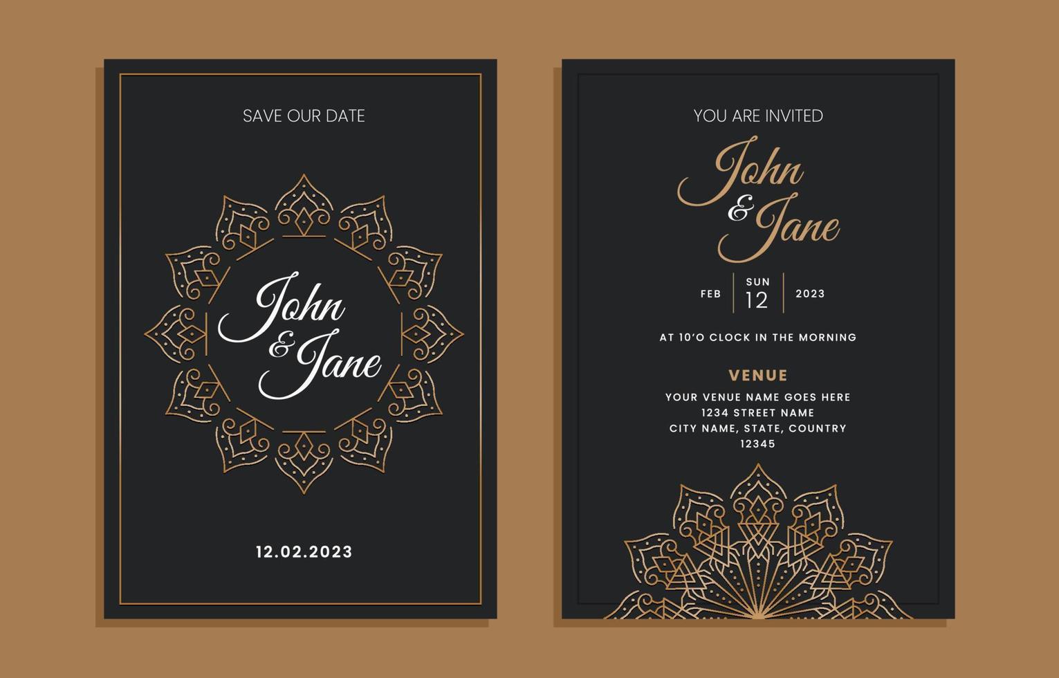 elegante plantilla de invitación de boda india de lujo vector