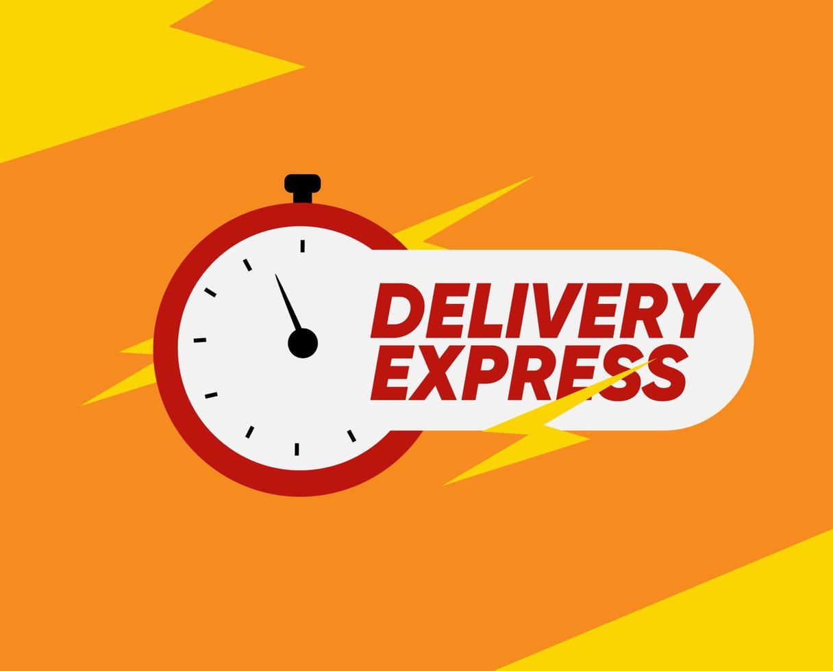 Fast time delivery order with stopwatch. Express delivery service logo