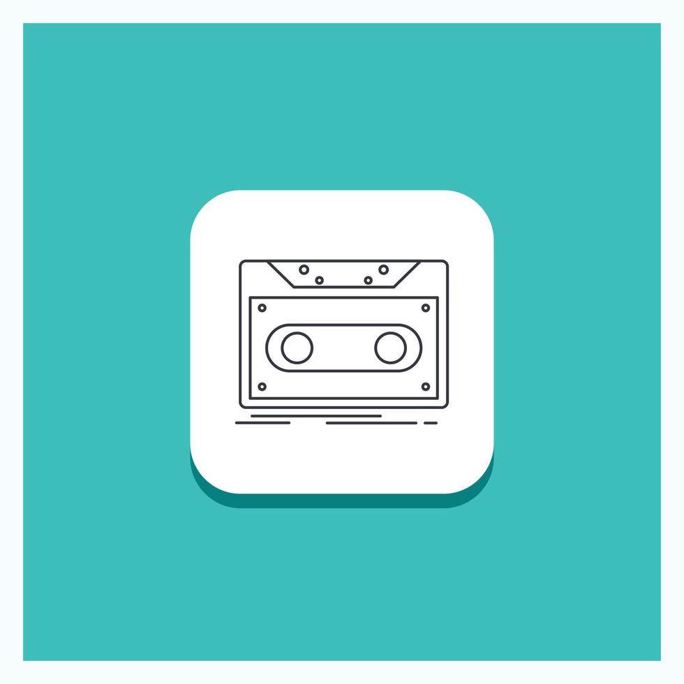 Round Button for Cassette. demo. record. tape. record Line icon Turquoise Background vector