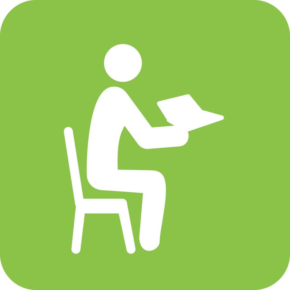 Sitting Man Reading Glyph Round Background Icon vector