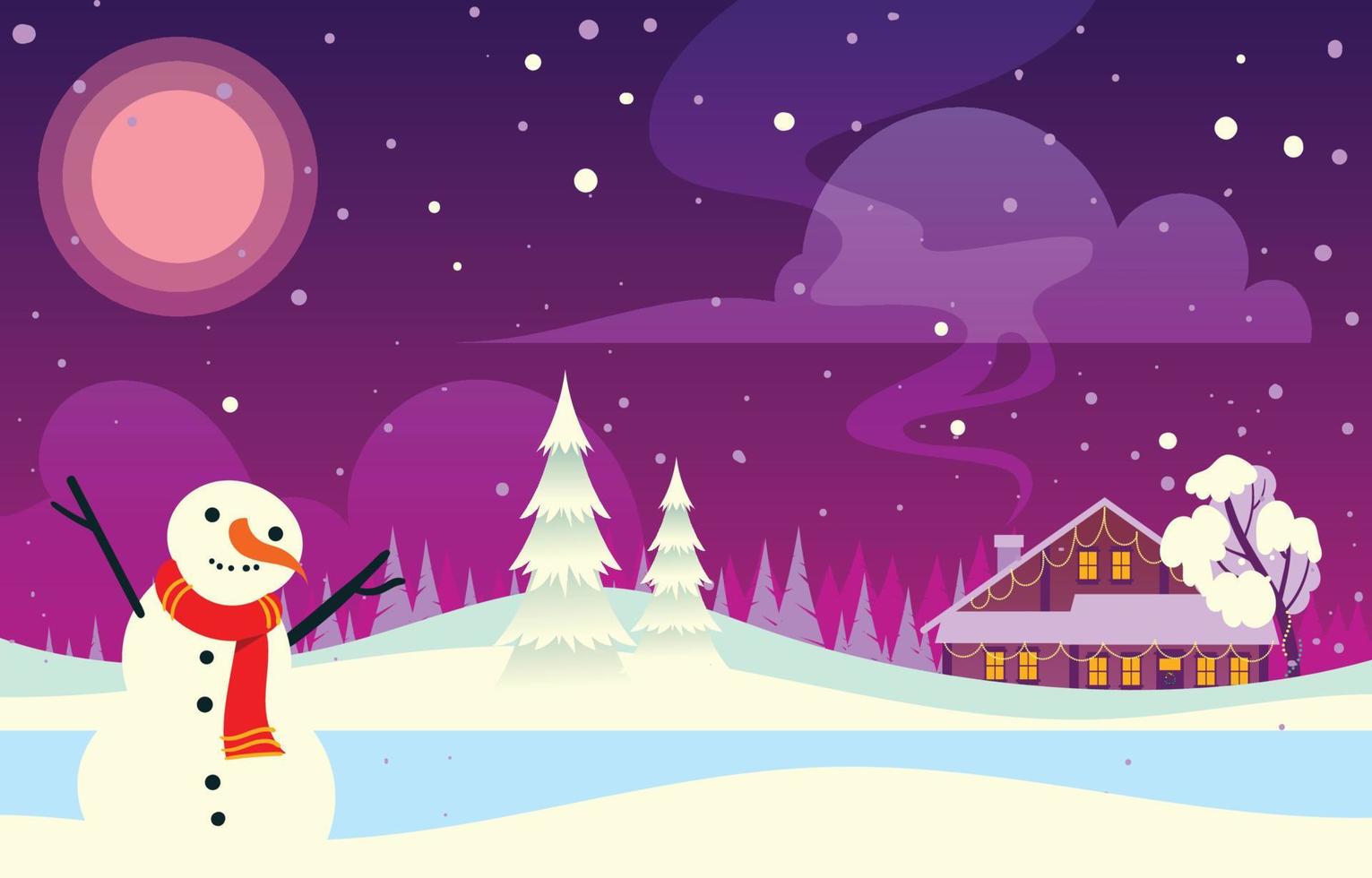 Beautiful White Christmas Night vector