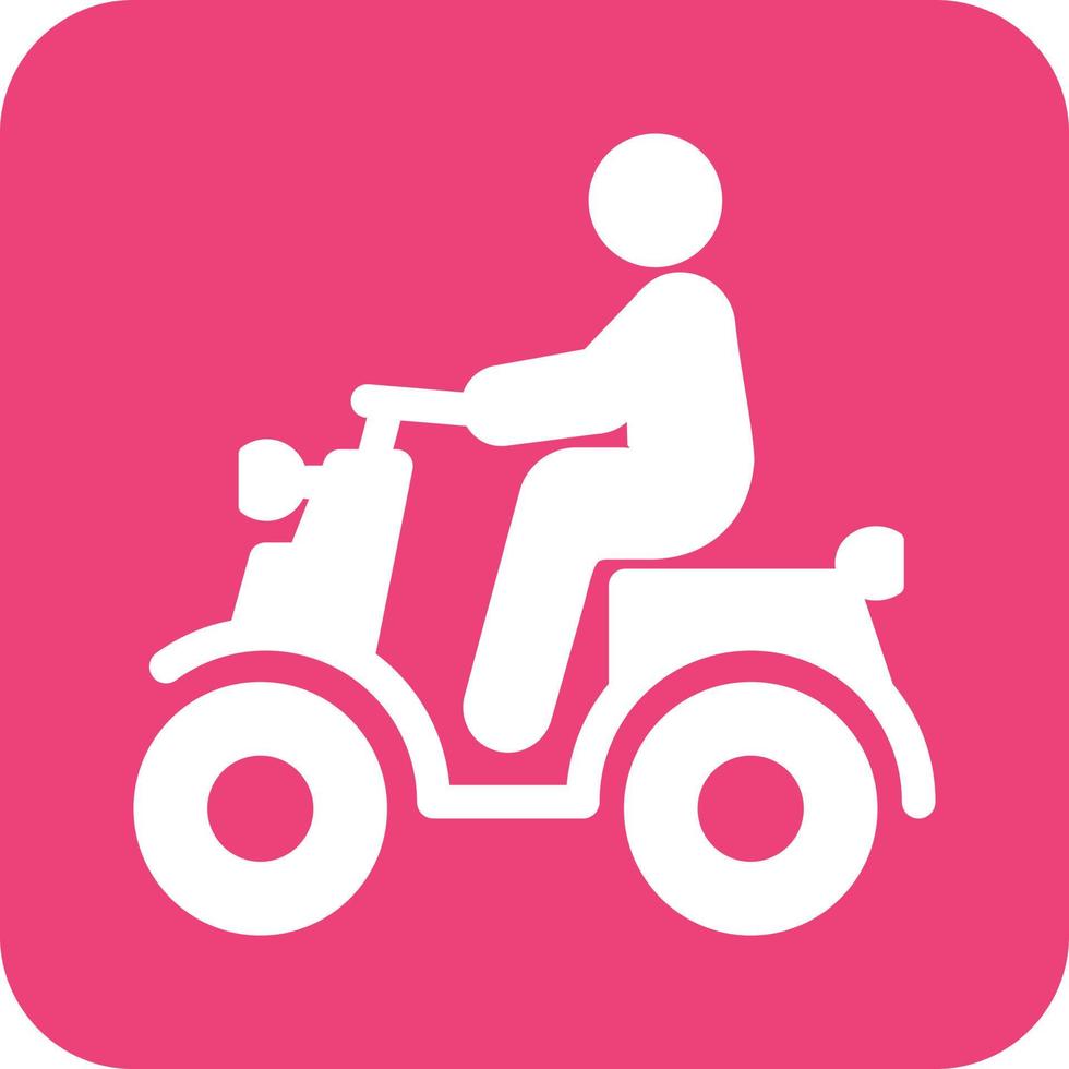 Riding Scooter Glyph Round Background Icon vector