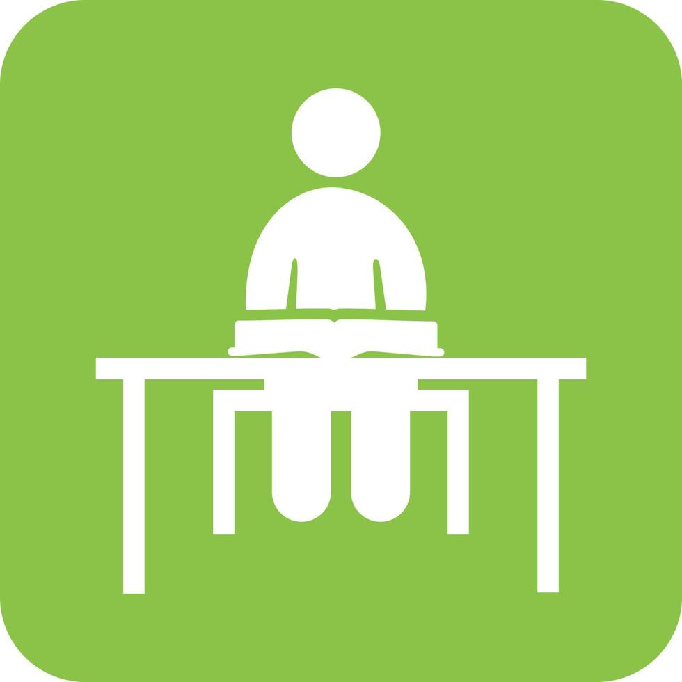 Studying on Desk II Glyph Round Background Icon vector