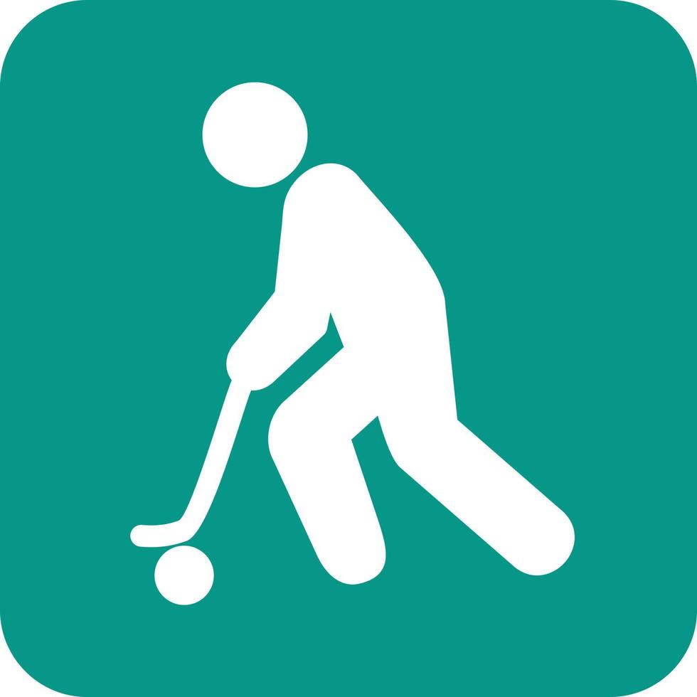 icono de fondo redondo de glifo de jugador de hockey vector