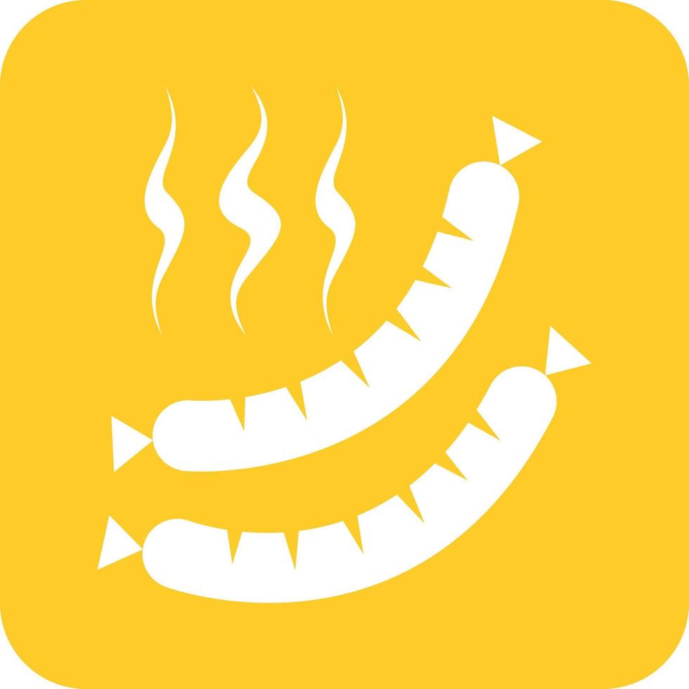 Hot Sausage Glyph Round Background Icon vector