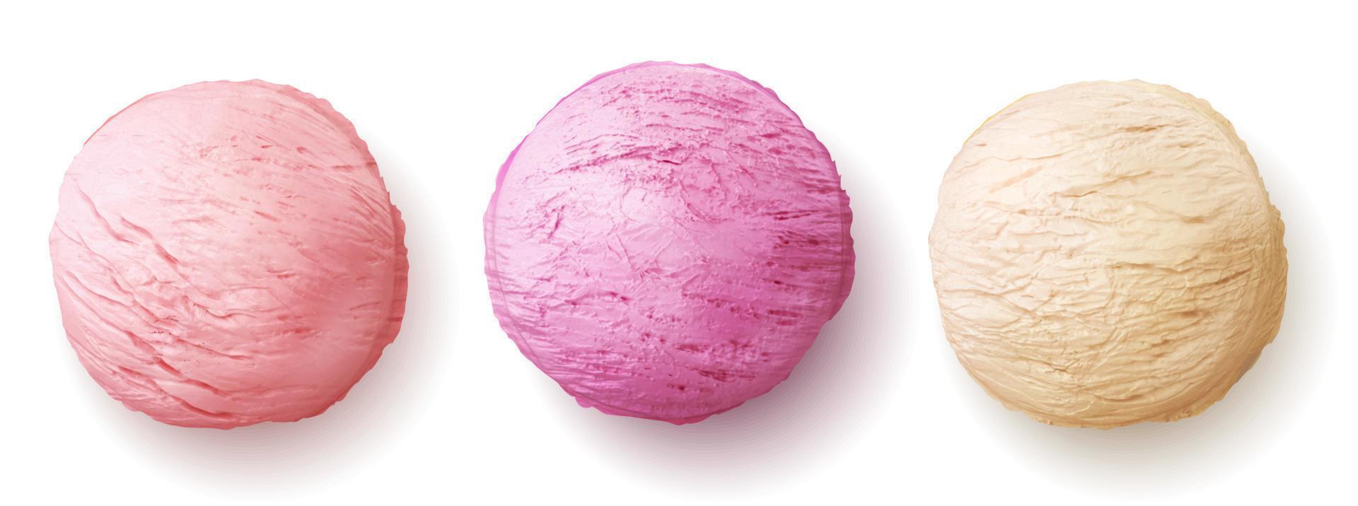 Ice cream ball realistic vector, scoop sundae vector