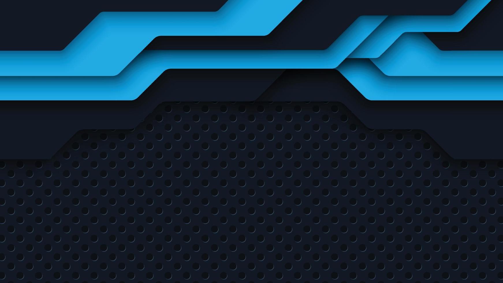 Abstract technology geometric blue and black color with blue light on black background. vector
