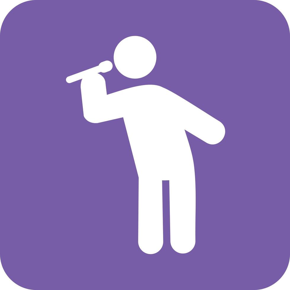 Man Singing Glyph Round Background Icon vector