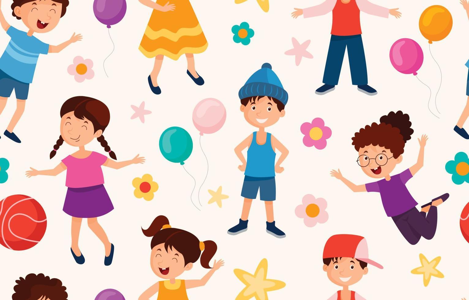 Seamless Cute Children Pattern vector