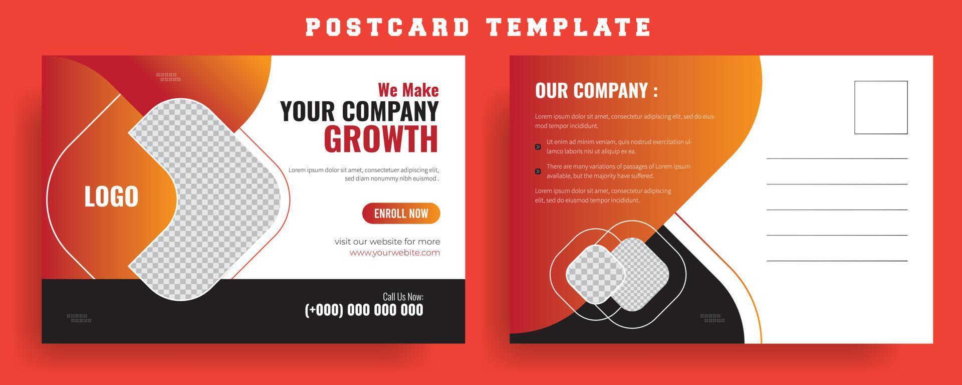 We make your company growth postcard template, Business Marketing postcard template design, real estate agency marketing design, construction company template design, Event, invite, receive cards ads. vector