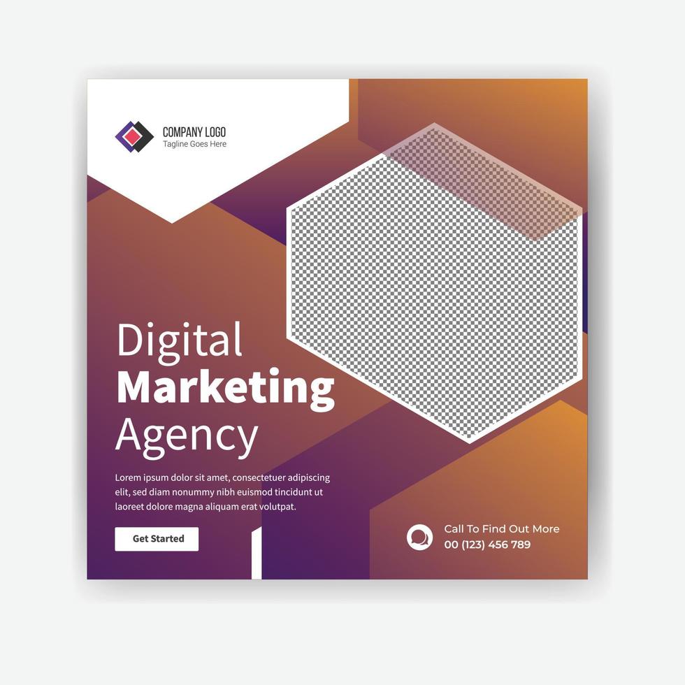 digital marketing agency social media post template design.  Free Vector
