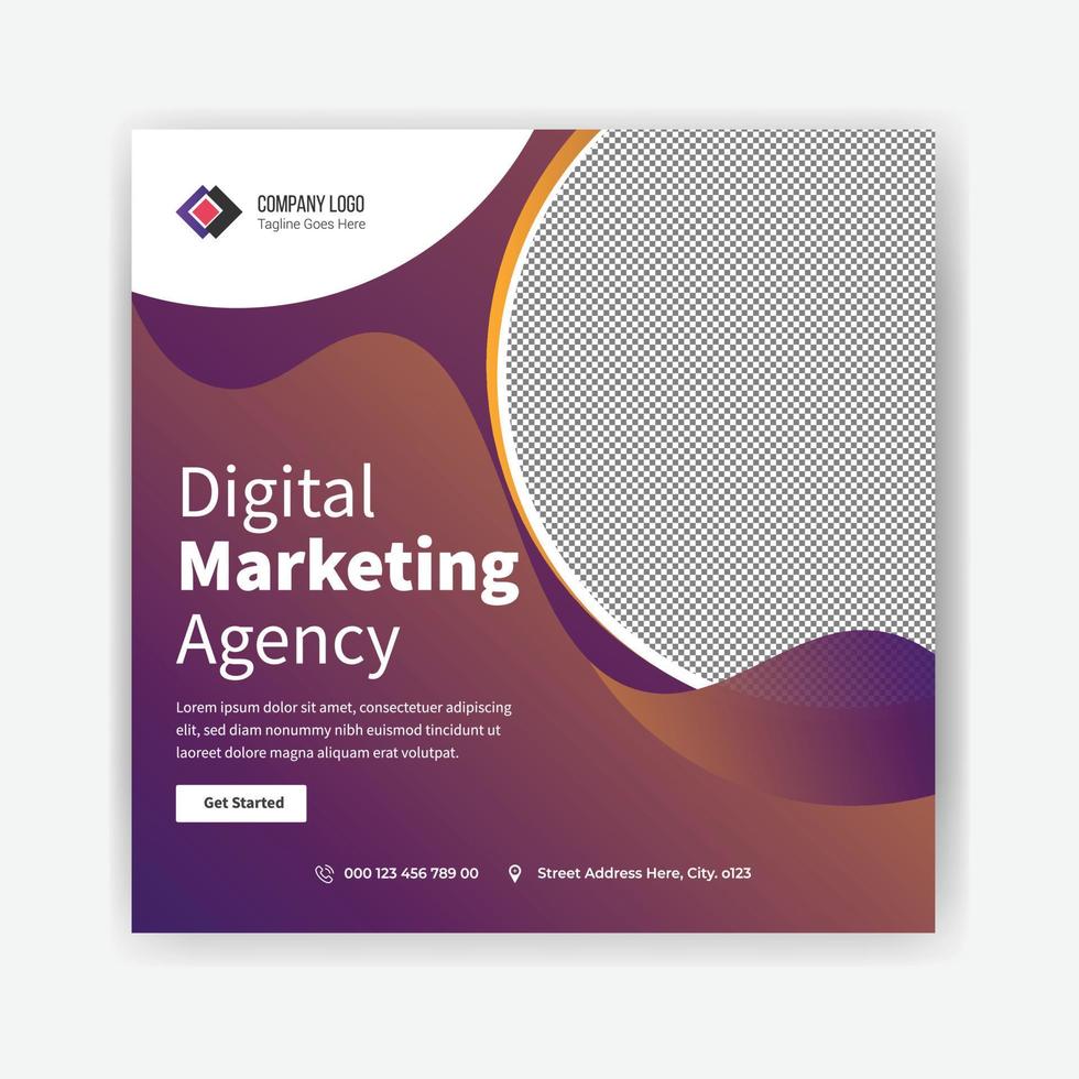 digital marketing agency social media post template design.  Free Vector