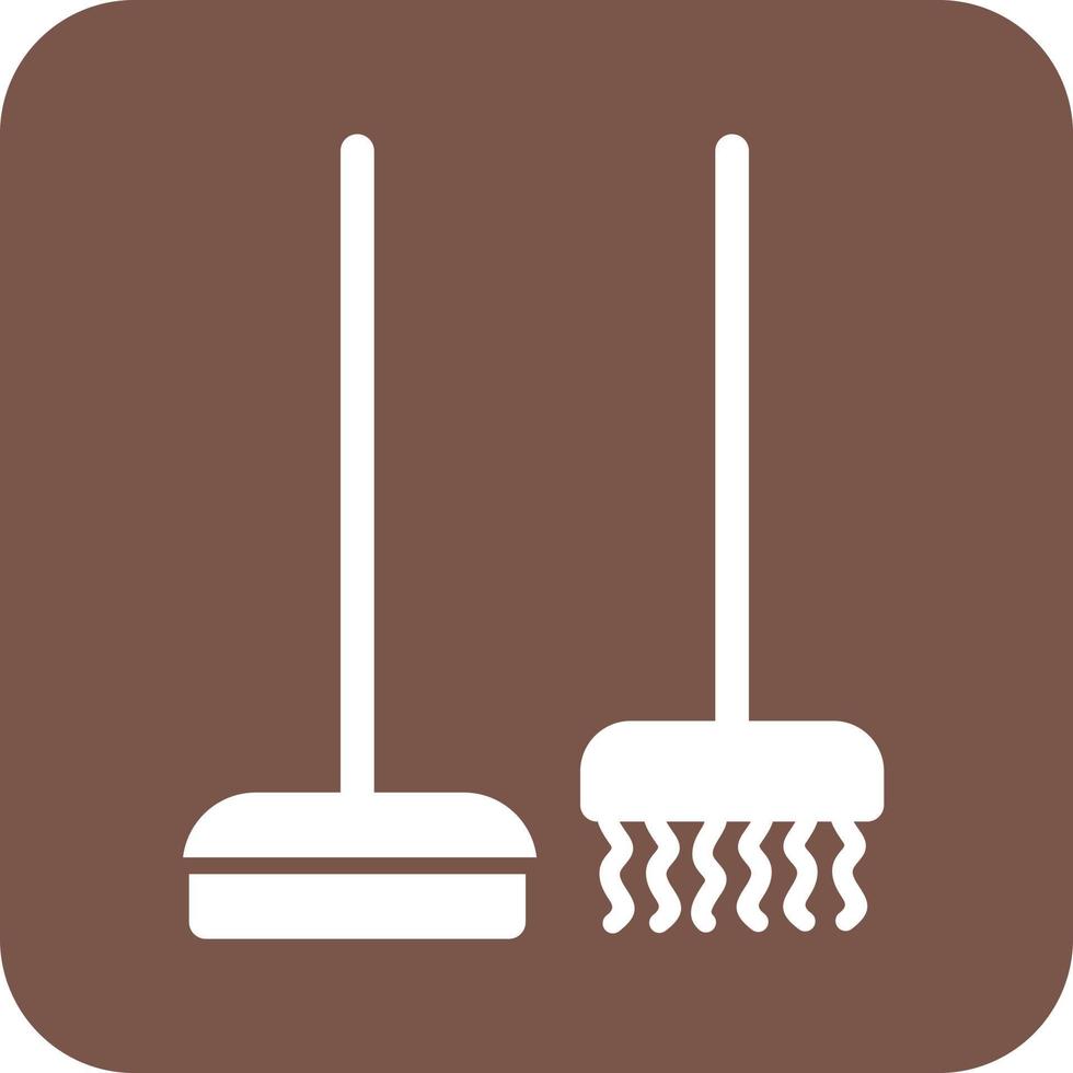 Broom Glyph Round Background Icon vector