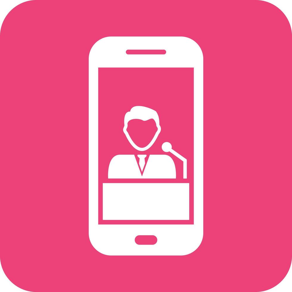 News on Mobile Glyph Round Background Icon vector