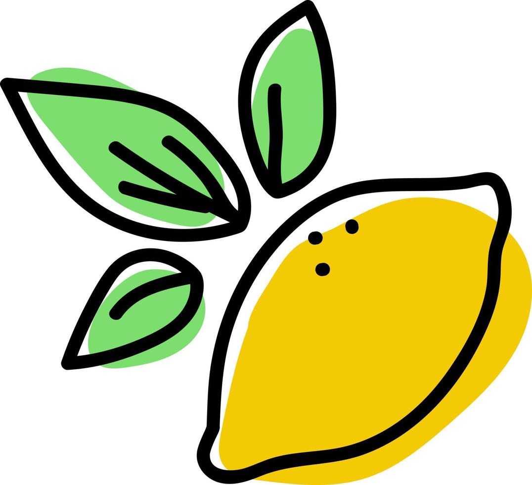 Lemon fruit with three leafs Doodle style vector