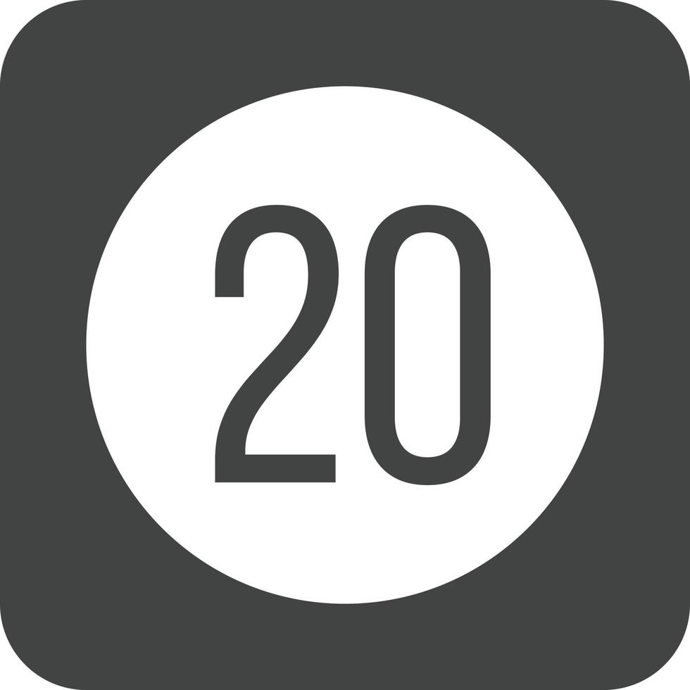 Speed limit 20 Glyph Round Background Icon vector