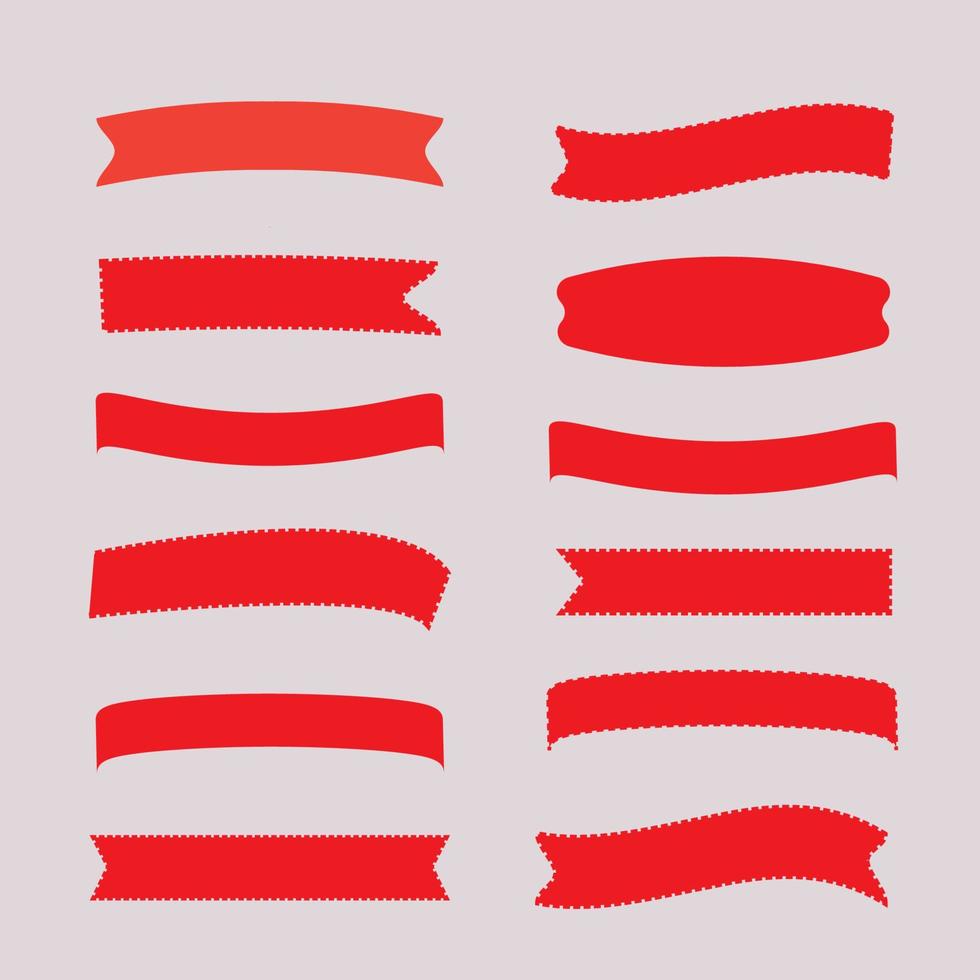 Glossy Red Ribbon Vector Banner Ribbon Vector Set Stock Illustration