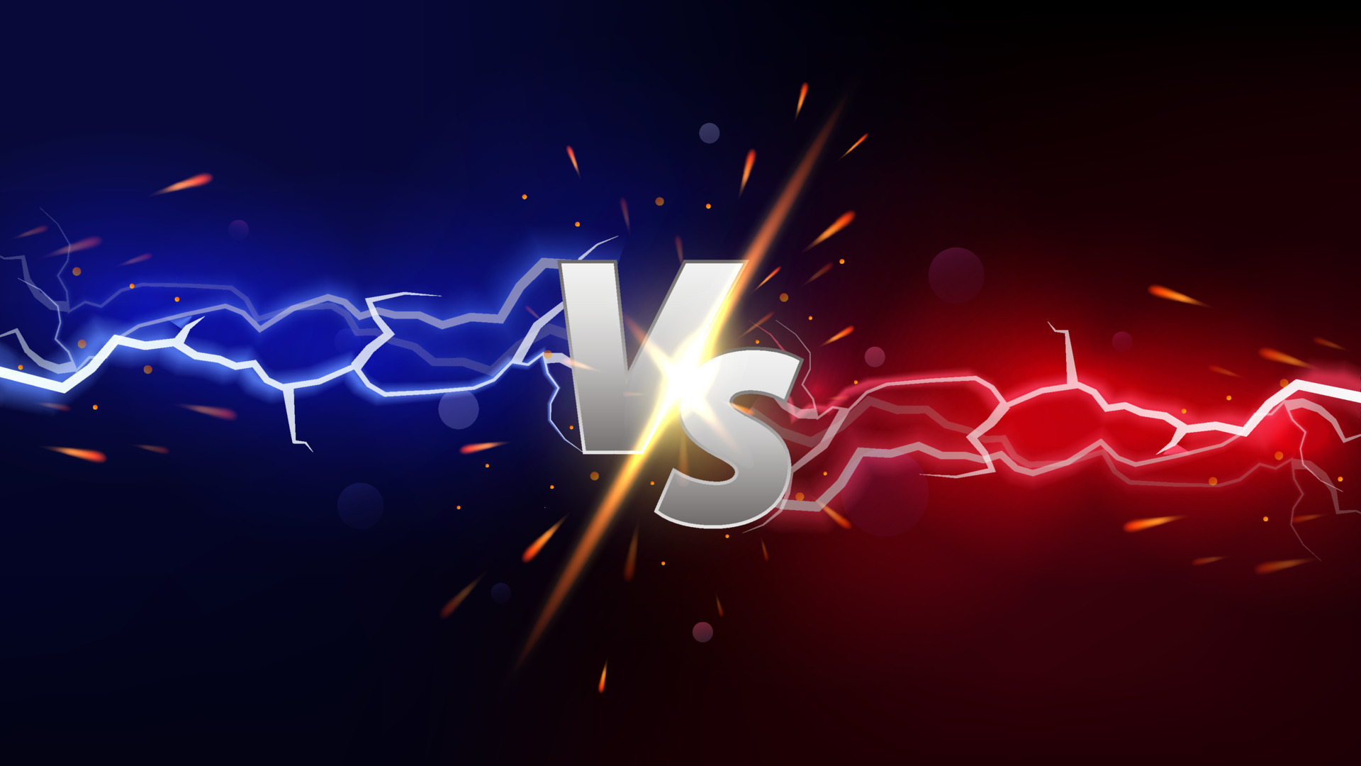 Versus Banner With Fire Sparkling and Lightning Strikes. Isolated on Red  and Blue Background. Easy to Edit. Vector Illustration 13381422 Vector Art  at Vecteezy