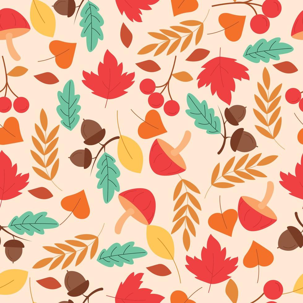 Seamless autumn pattern on light background. Vector illustration