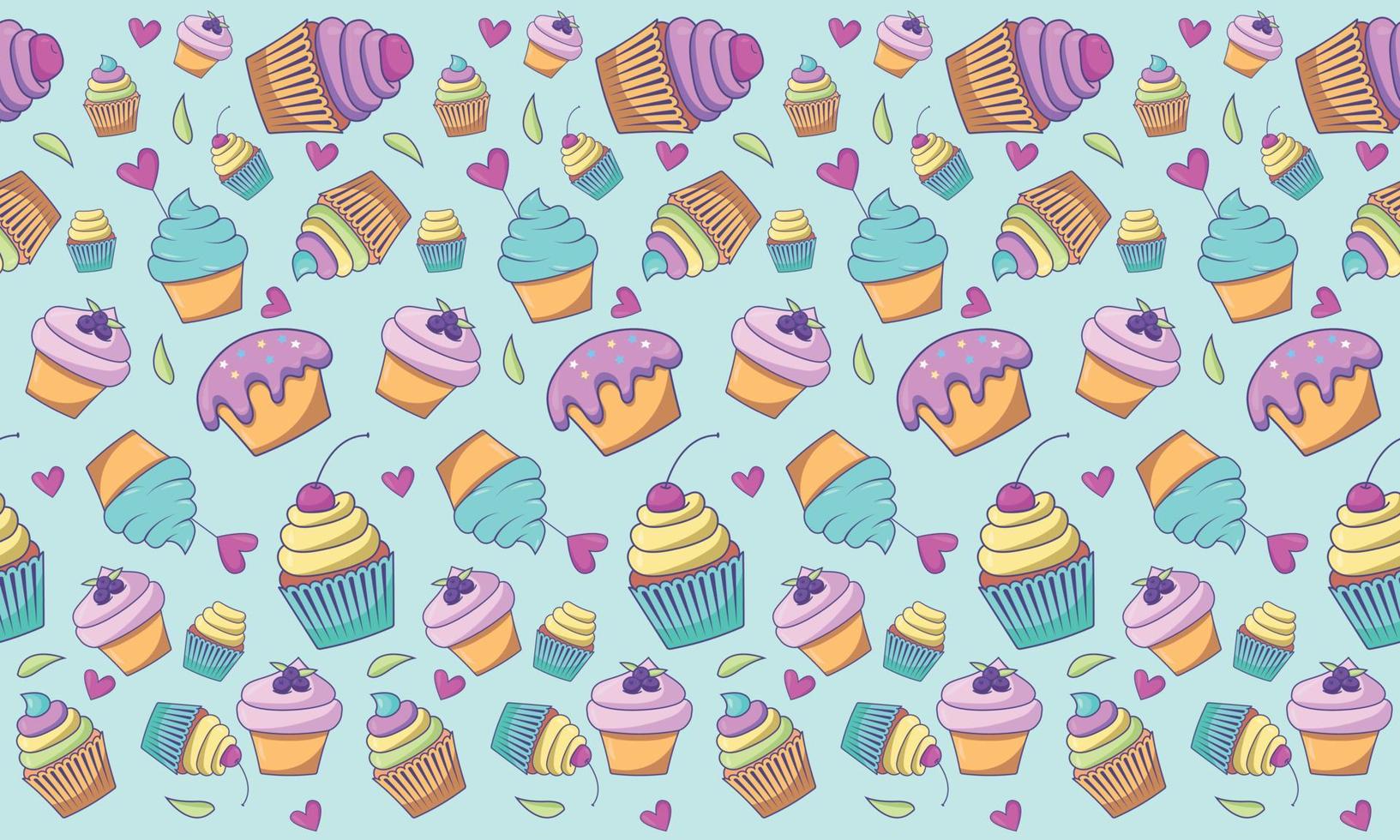 Seamless Food Cupcake Pattern vector