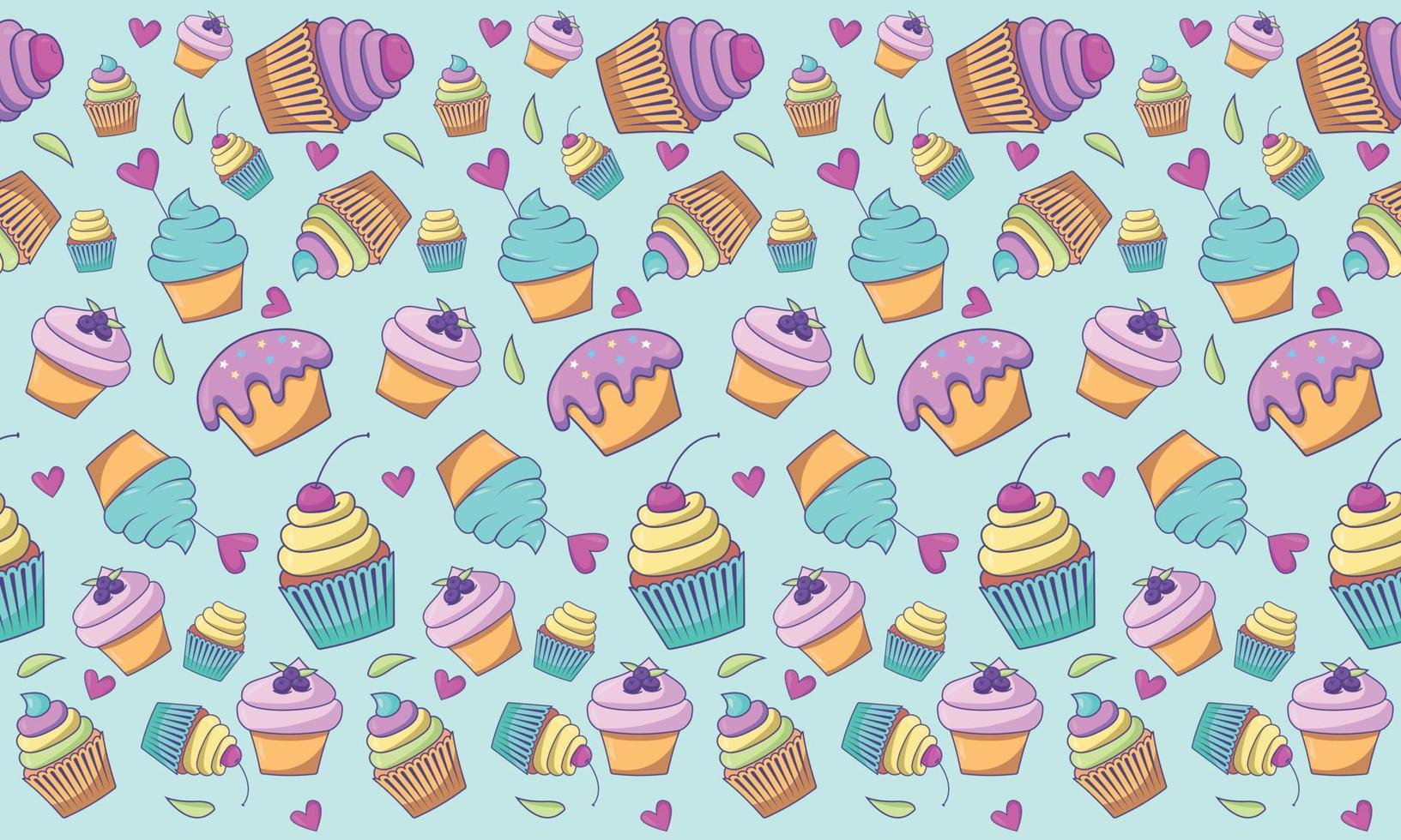 Seamless Food Cupcake Pattern vector