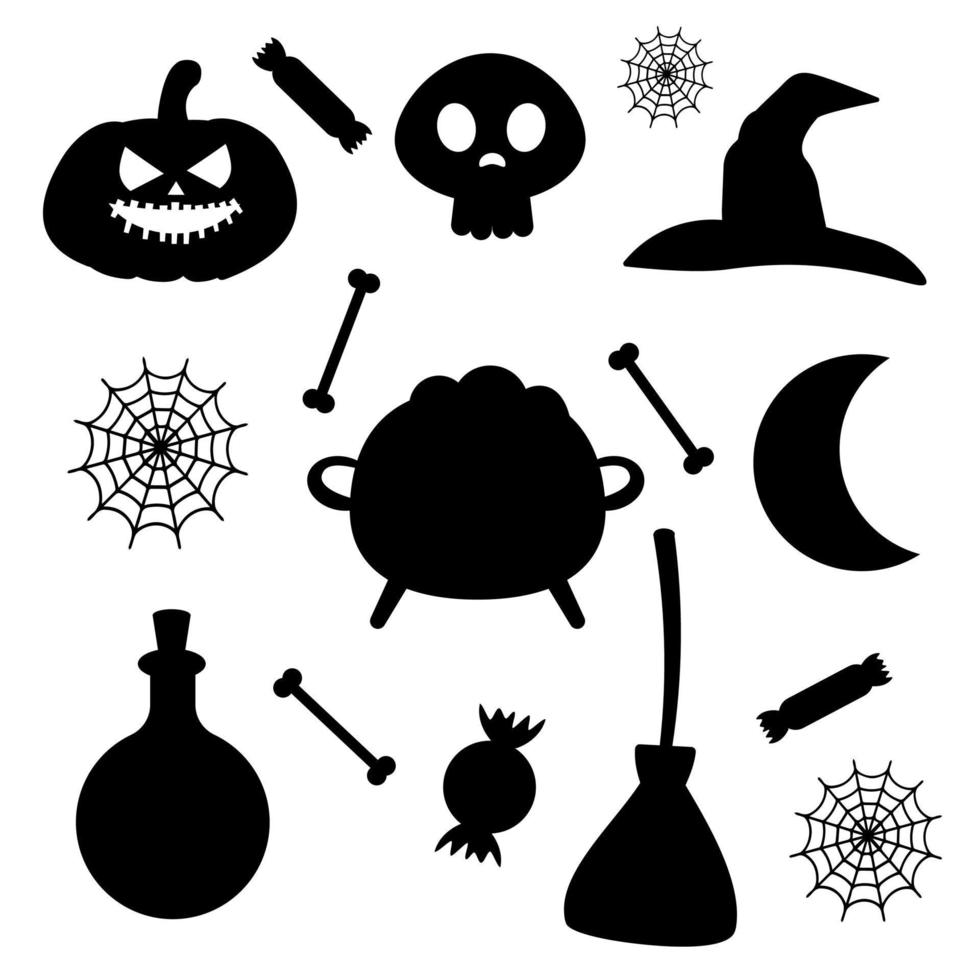 conjunto de siluetas de halloween. ilustración vectorial vector