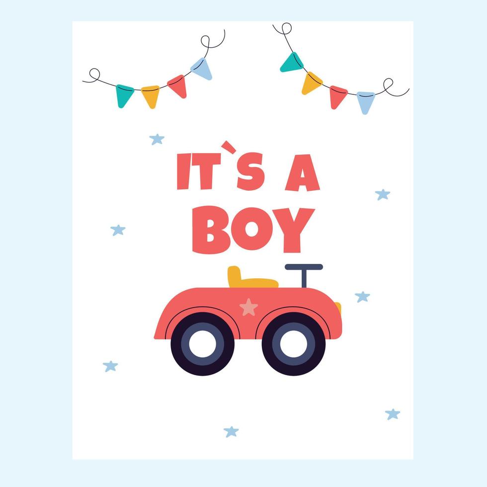 The postcard is a boy. Baby shower. vector