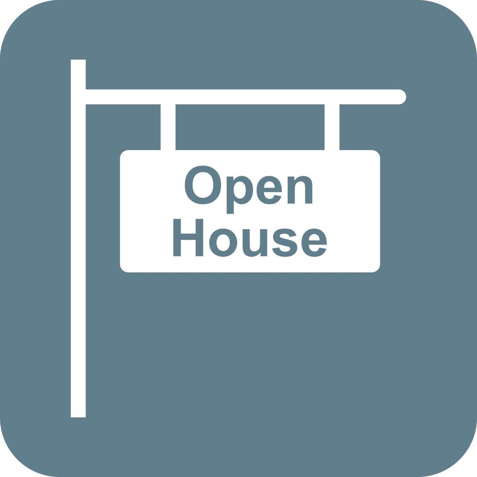 Open House Sign Glyph Round Background Icon vector