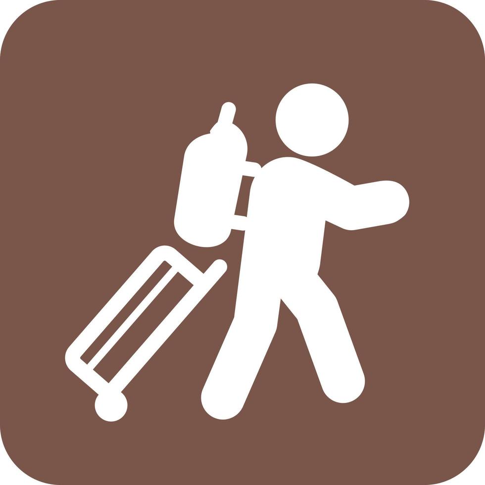 Carrying Luggage Glyph Round Background Icon vector