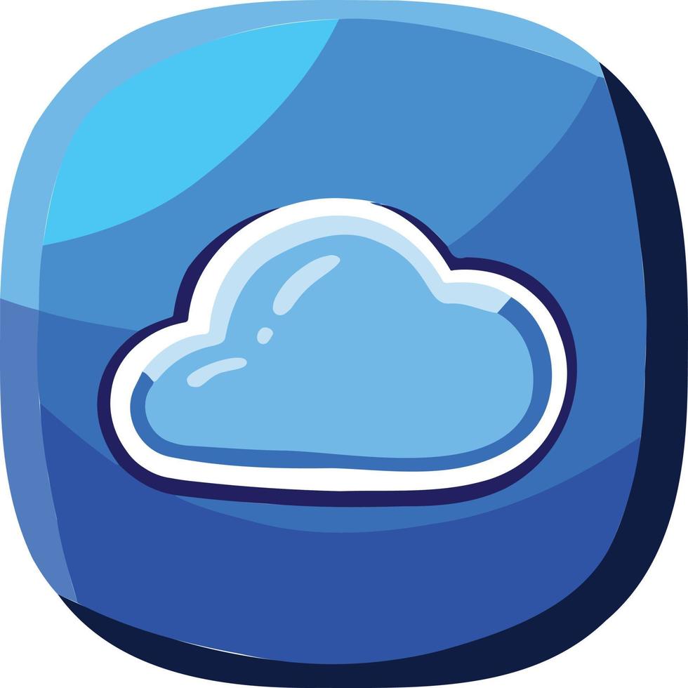 Vector cyan blue cloud symbol icon, cloud storage