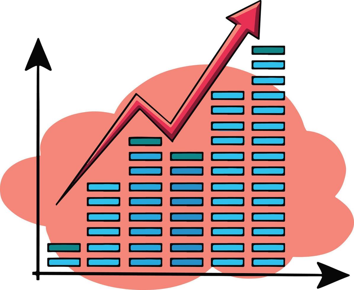 Growth chart hand drawn icon vector