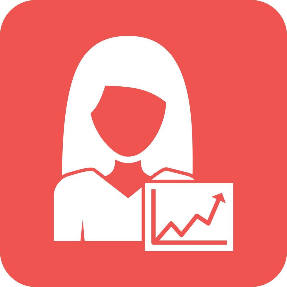 Woman Statistics Glyph Round Background Icon vector