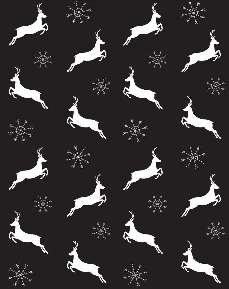 Vector seamless pattern of deer and snow