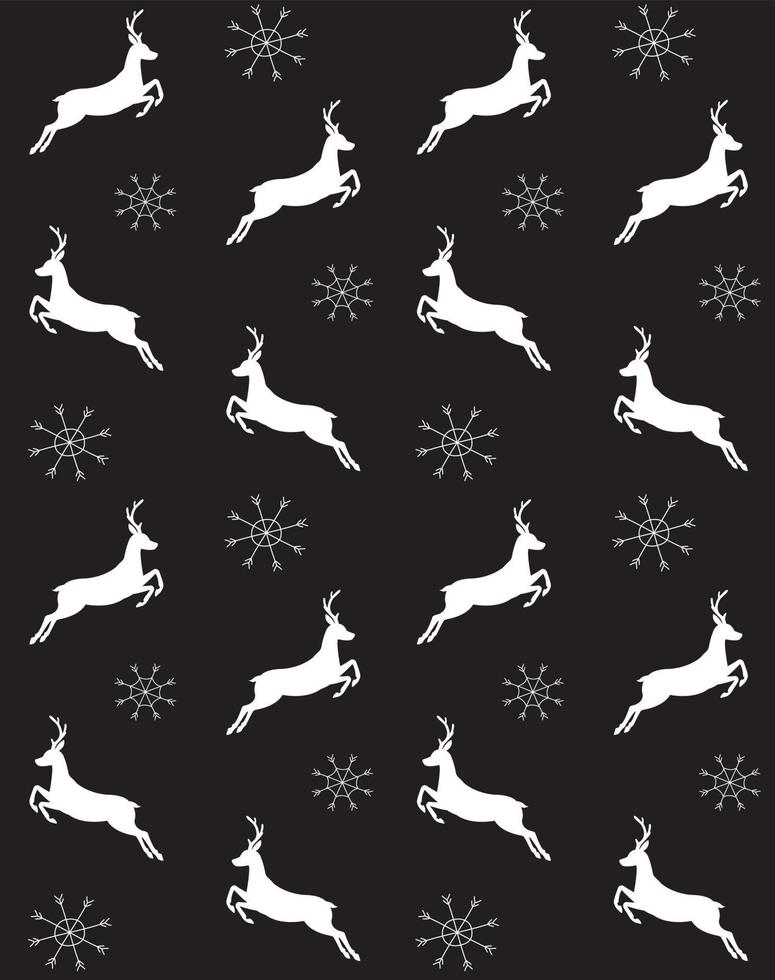 Vector seamless pattern of deer and snow