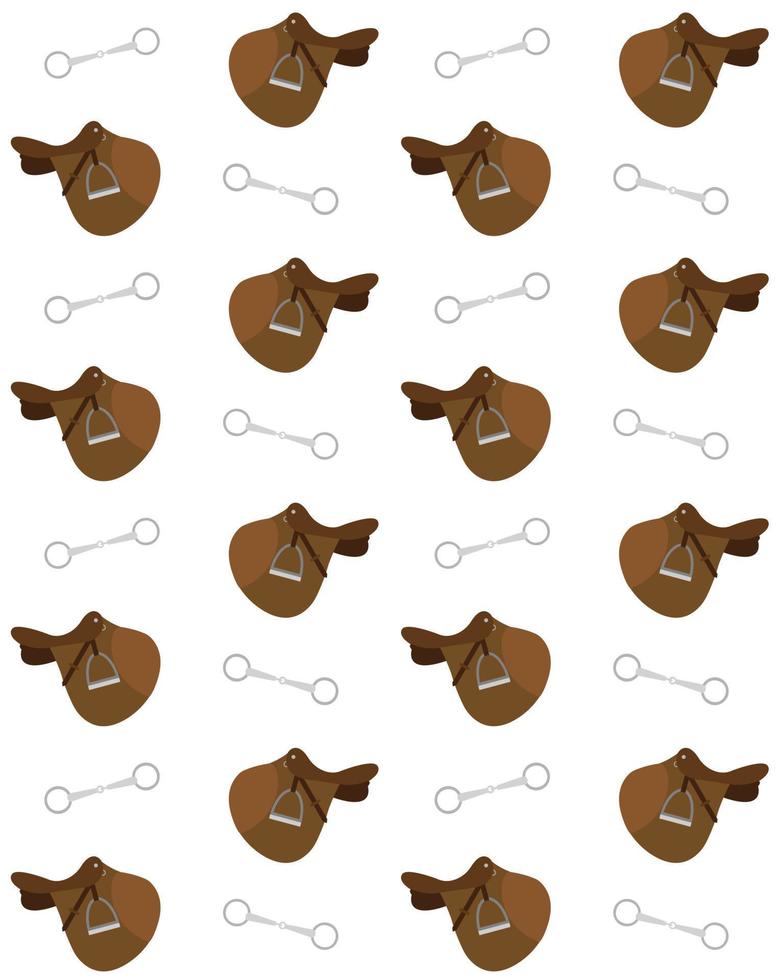 Vector seamless pattern of horse bridle and saddle