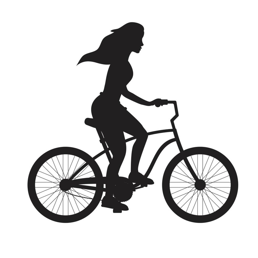 Vector girl riding a bicycle silhouette