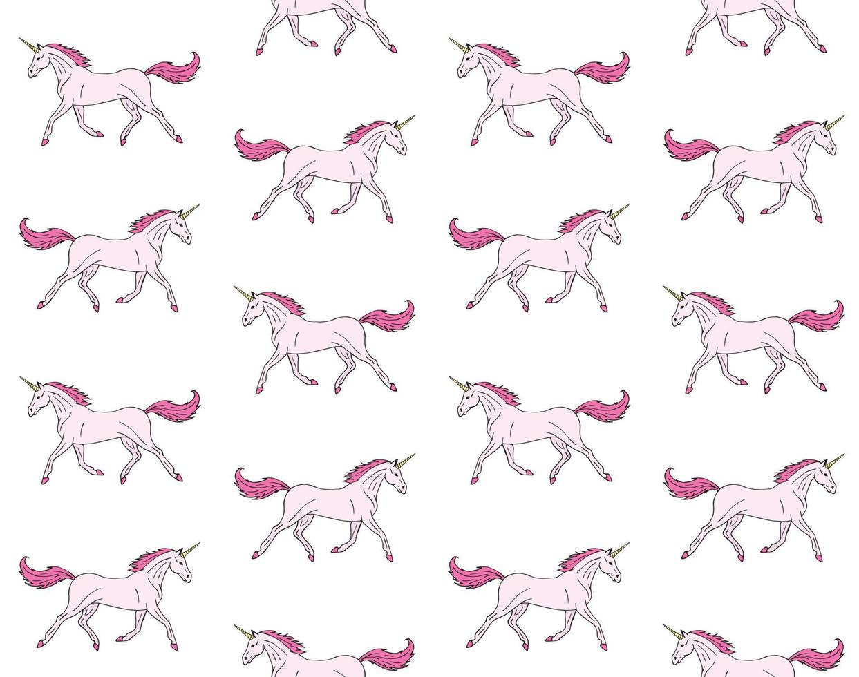 Vector seamless pattern of hand drawn unicorn