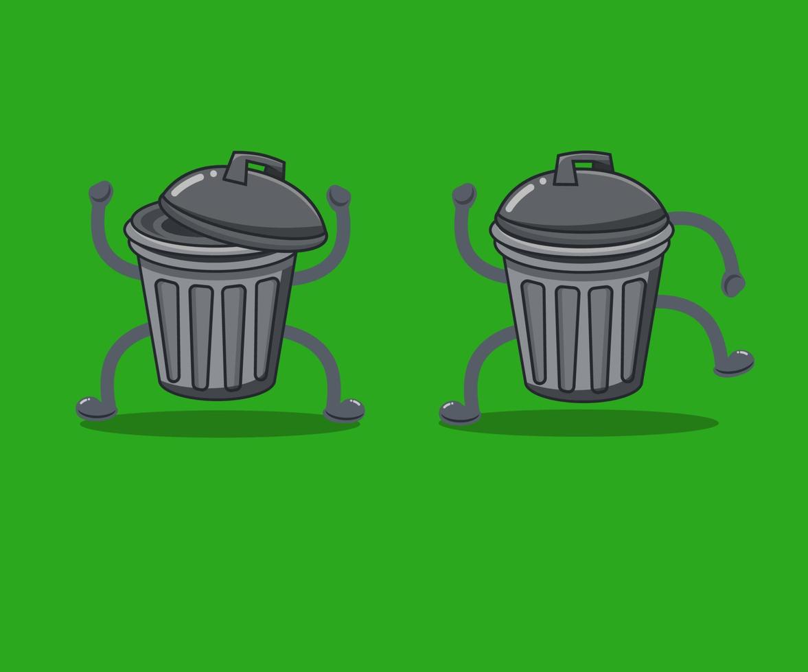 vector graphic design illustration of two trash can mascots